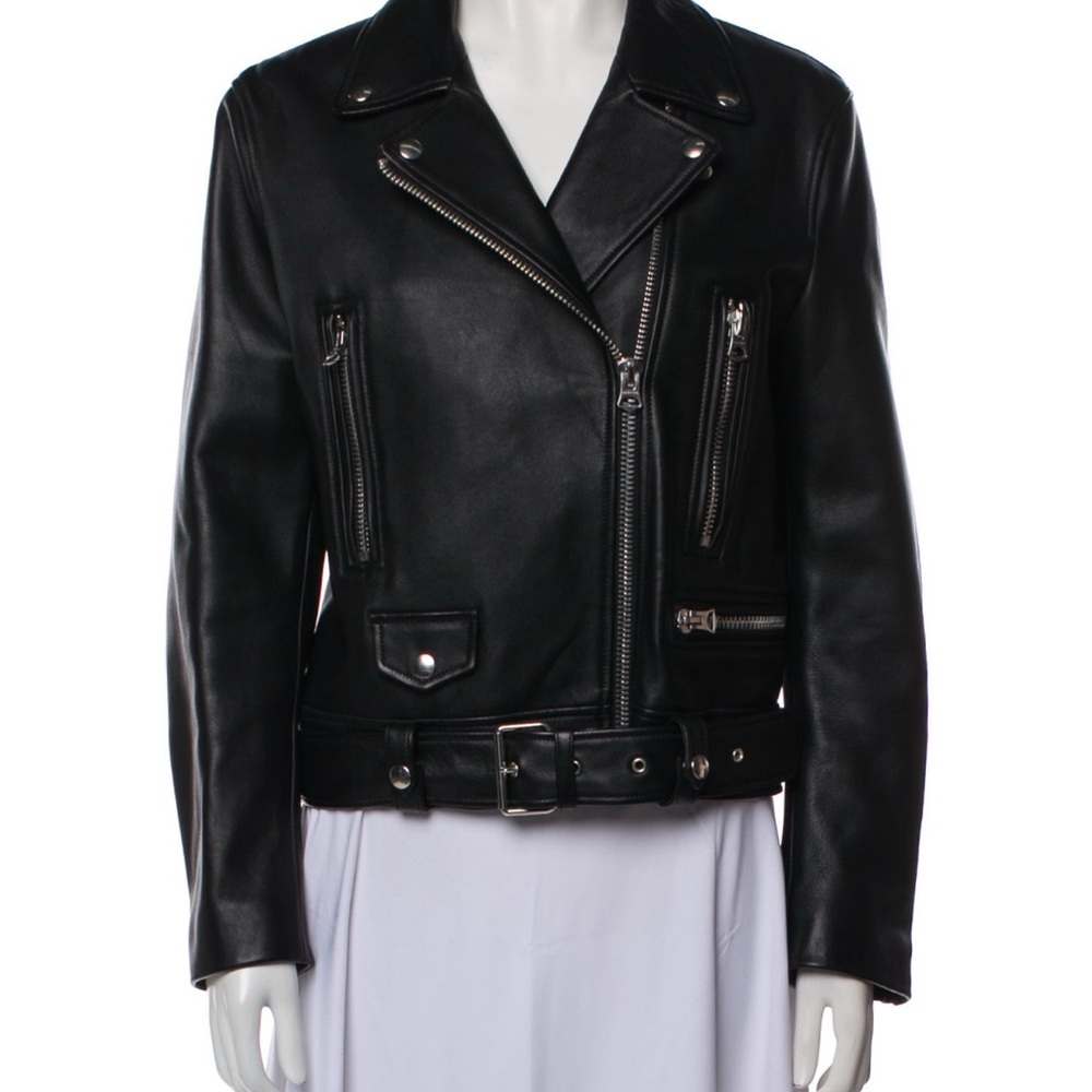 Acne Studios US 10 Classic Black Leather Jacket